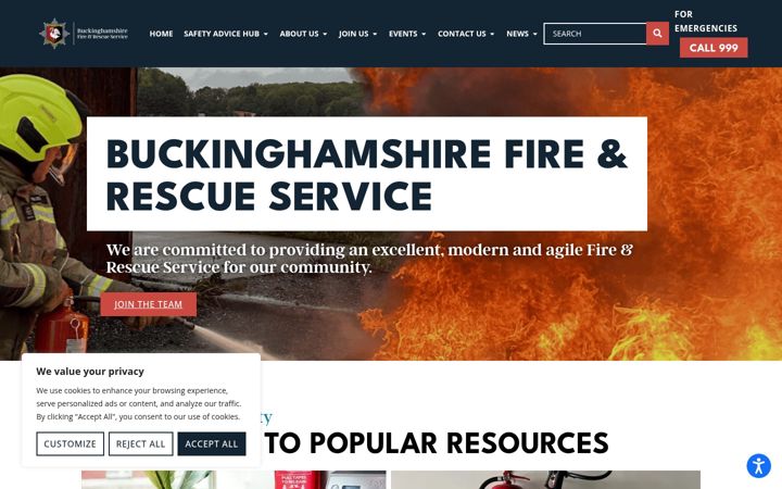 Screenshot of bucksfire.gov.uk
