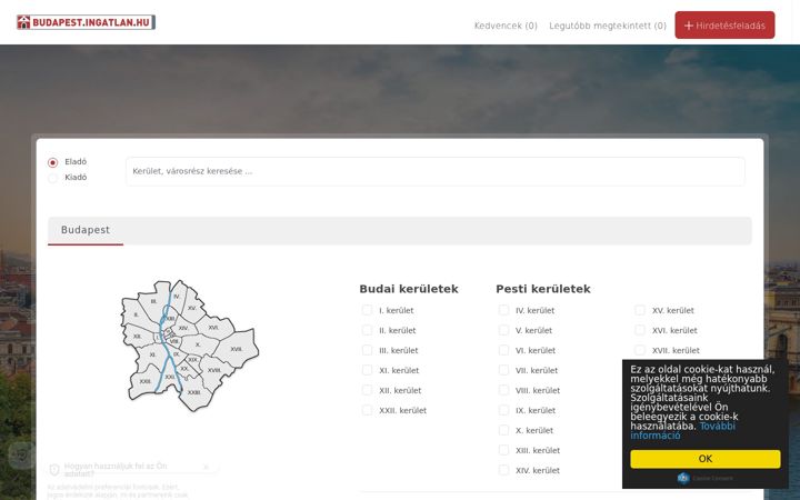 Ekrānuzņēmums no budapest.ingatlan.hu