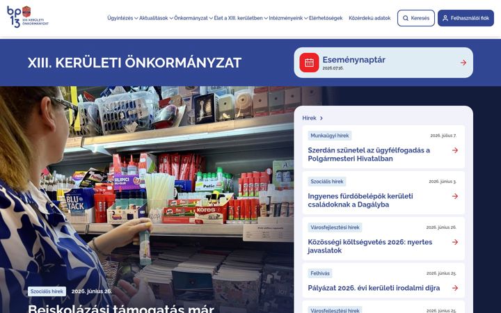Snímek obrazovky budapest13.hu