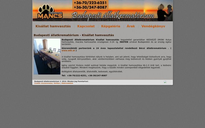 Screenshot of budapestiallatkrematorium.com