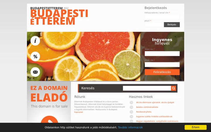 Snímek obrazovky budapestietterem.hu