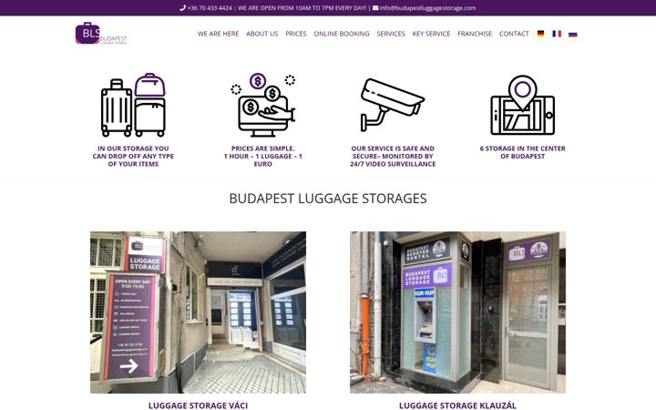 Screenshot of budapestluggagestorage.com