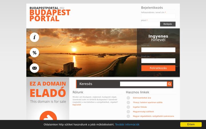 Screenshot stránky budapestportal.hu