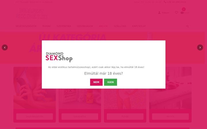 Screenshot stránky budapestszexbolt.hu
