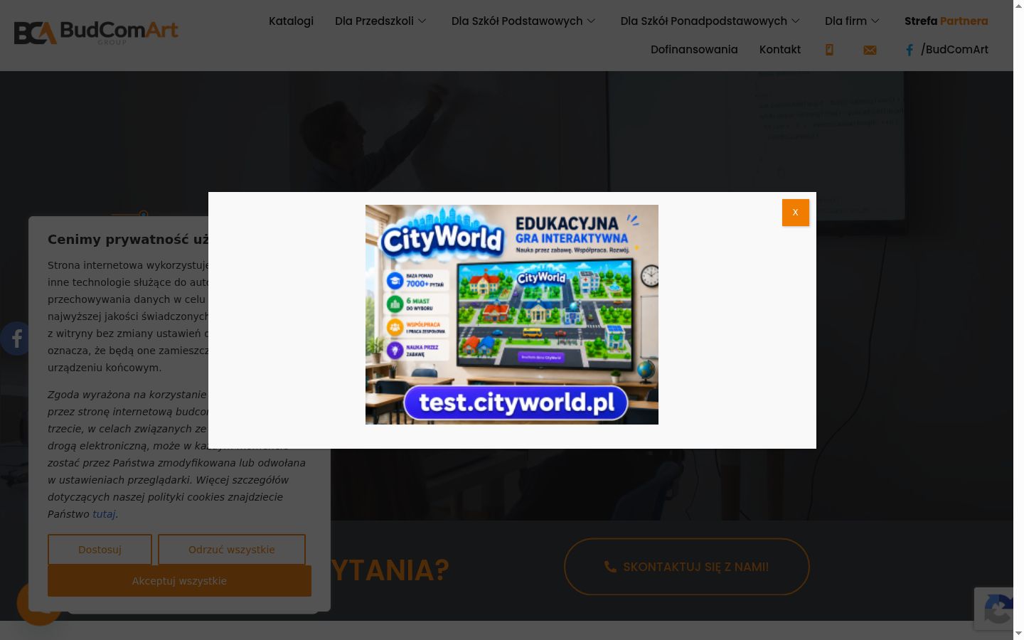 Képernyőkép a bármilyen interakció előtt megjelenő hozzájárulási bannerről