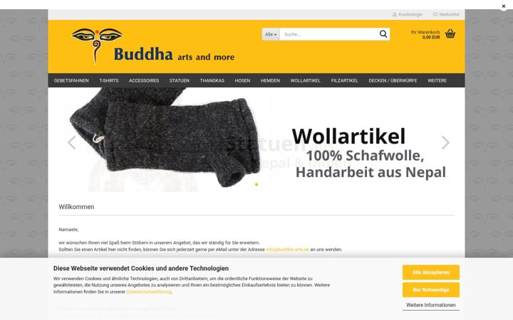 Skärmbild av buddha-arts.de