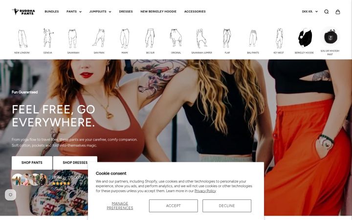 Screenshot of buddhapants.com