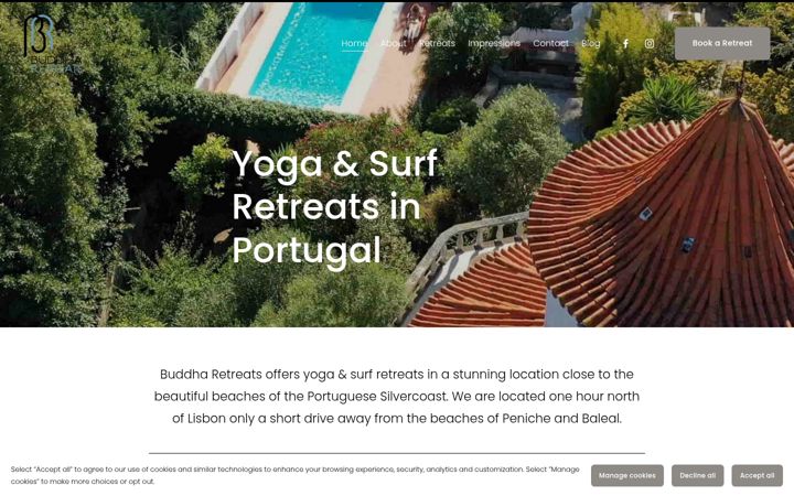Screenshot ta' buddharetreats.com