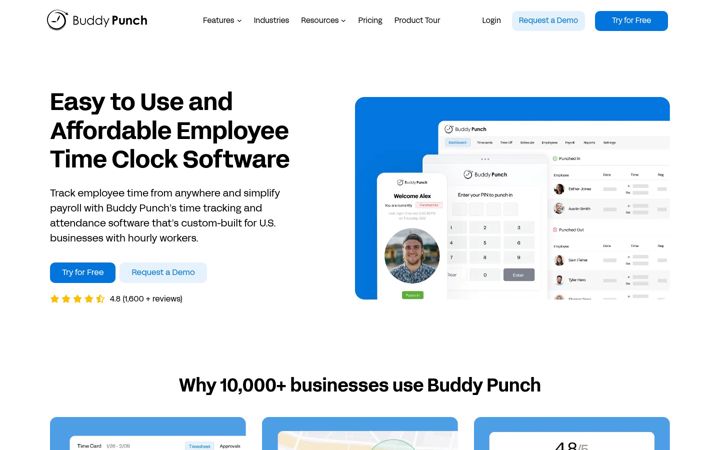 Screenshot of buddypunch.com