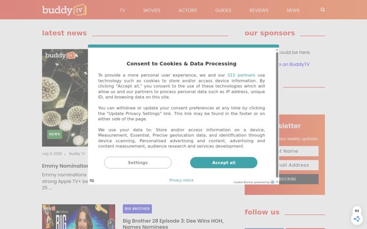 Screenshot of buddytv.com