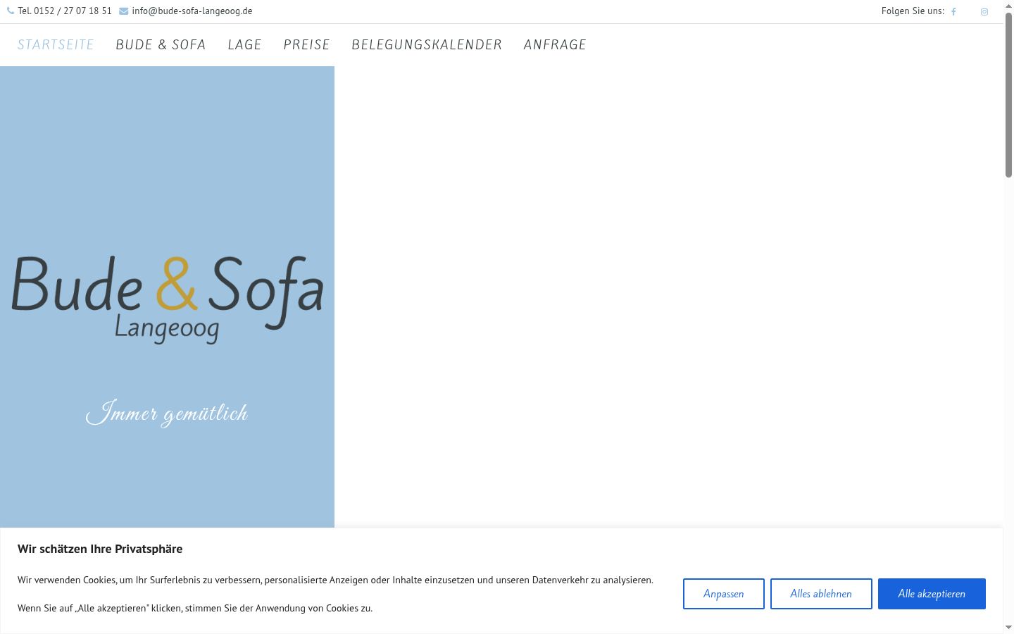 Captura de ecrã do banner de consentimento apresentado antes de qualquer interação