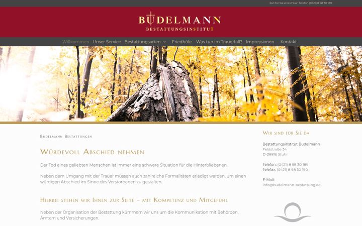 Screenshot of budelmann-bestattung.de