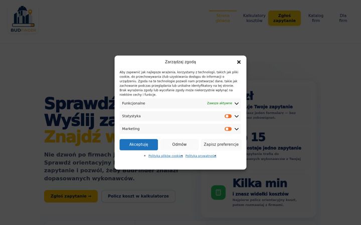 Ekraanipilt saidist budfinder.pl