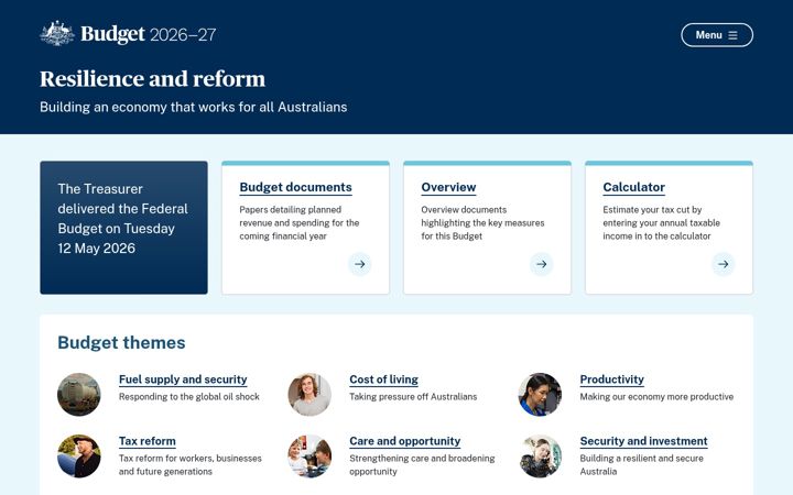 Screenshot of budget.gov.au