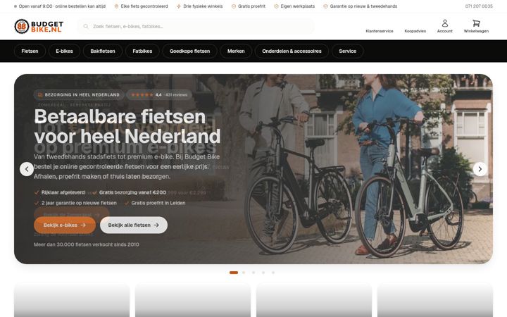 Screenshot of budgetbike.nl