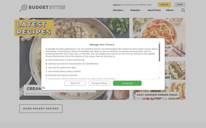 Snimka zaslona za budgetbytes.com