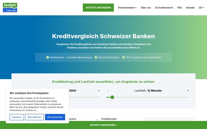 Screenshot of budgetcreditcheck.ch