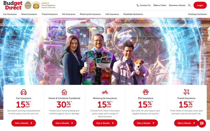 Screenshot of budgetdirect.com.au