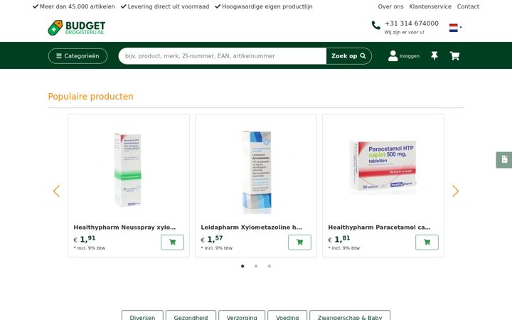 Screenshot of budgetdrogisterij.nl