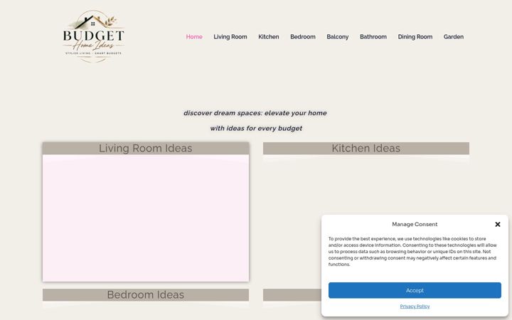 Screenshot of budgethomeideas.com