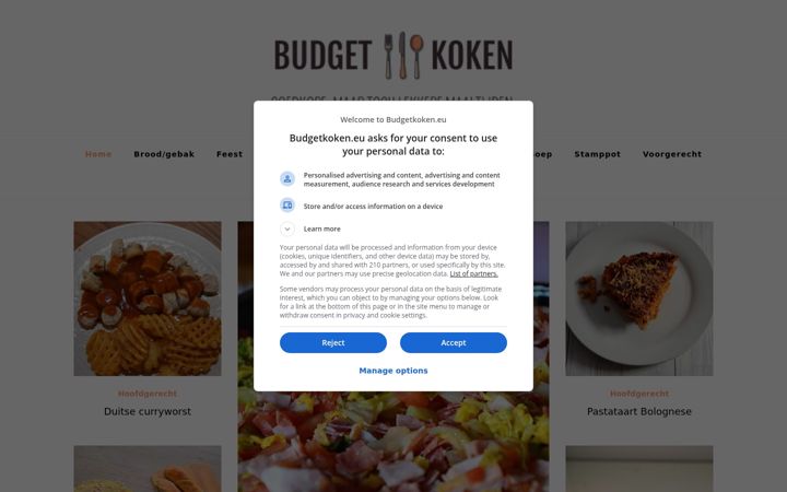Screenshot of budgetkoken.eu
