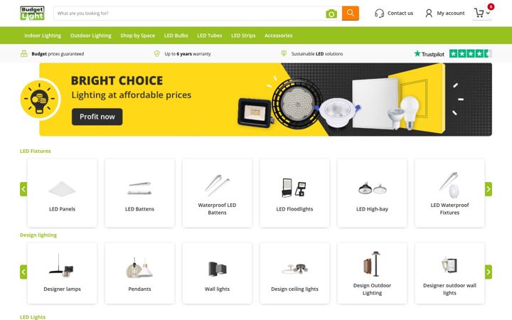 Screenshot of budgetlight.co.uk