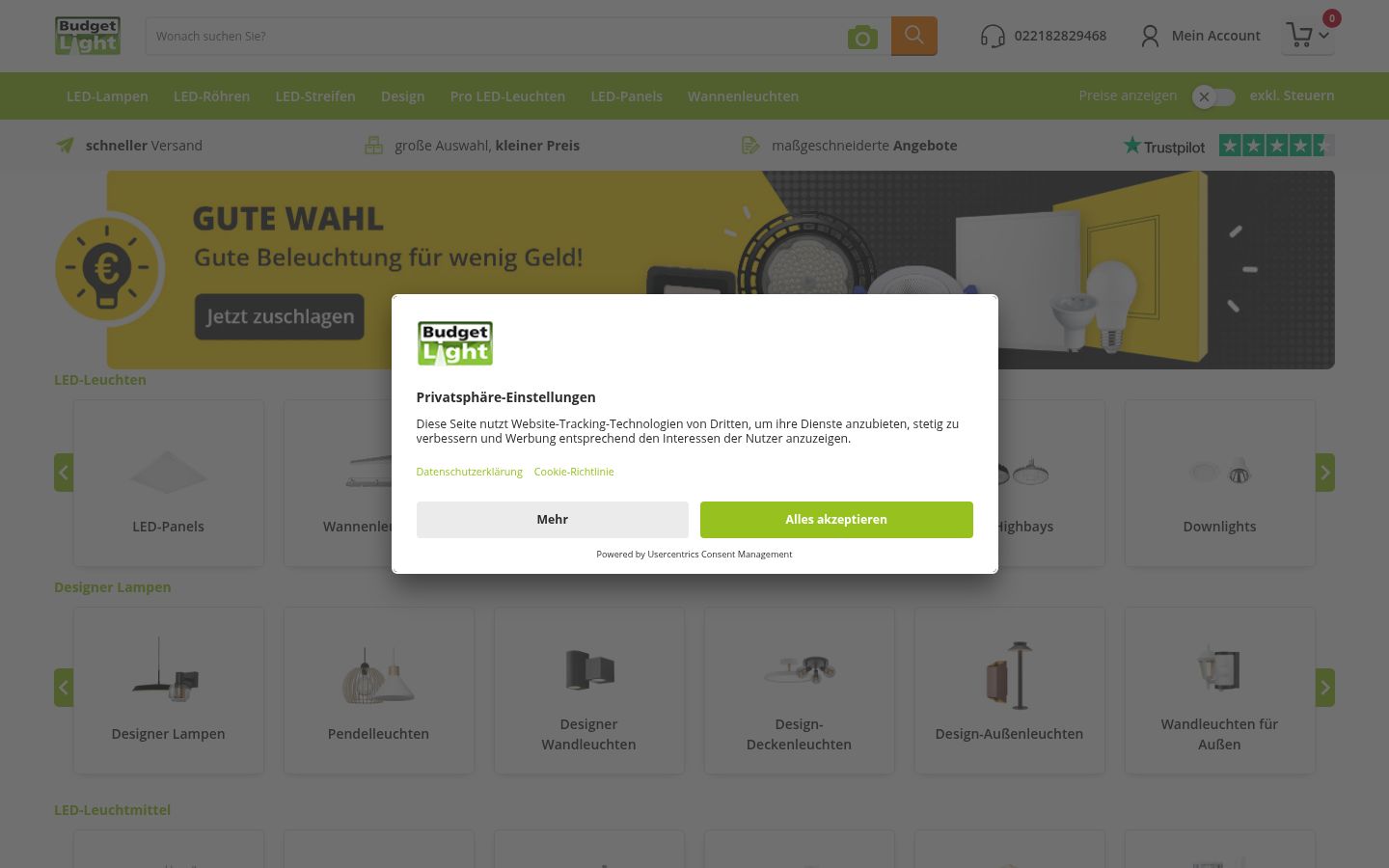 Screenshot del banner di consenso mostrato prima di qualsiasi interazione