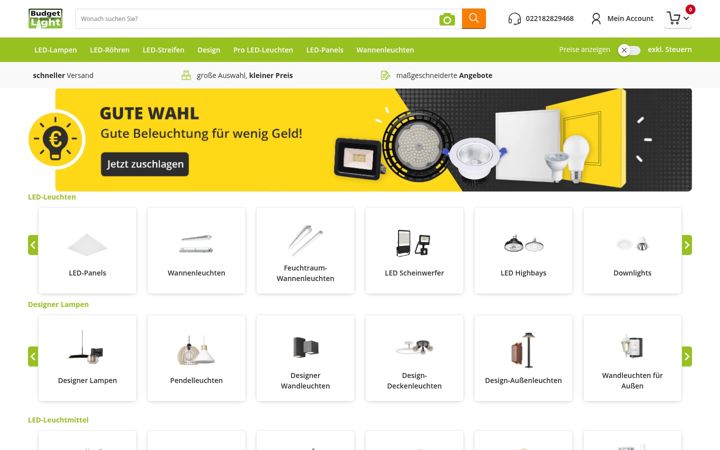 Screenshot of budgetlight.de