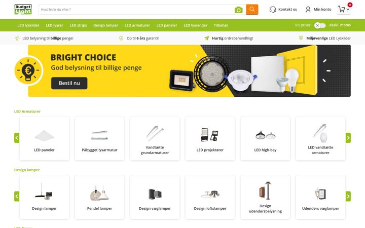 Screenshot of budgetlight.dk