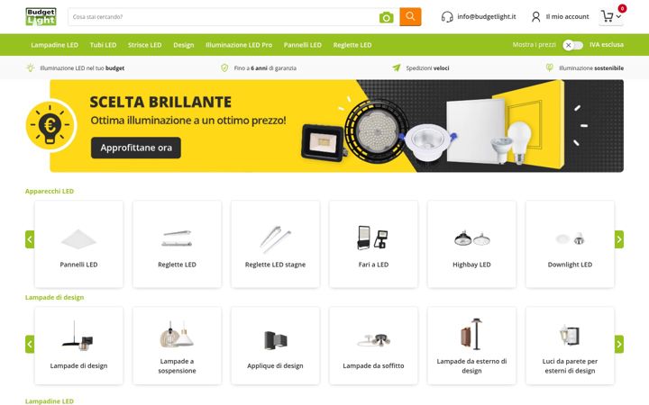 Screenshot of budgetlight.it