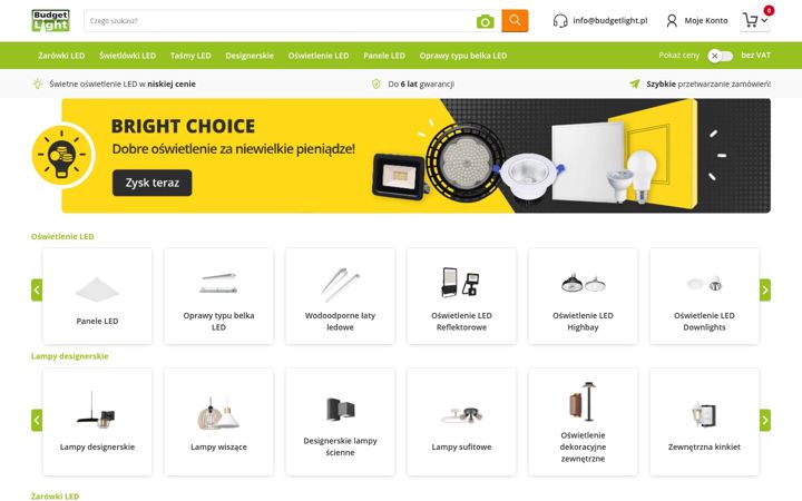 Ekraanipilt saidist budgetlight.pl