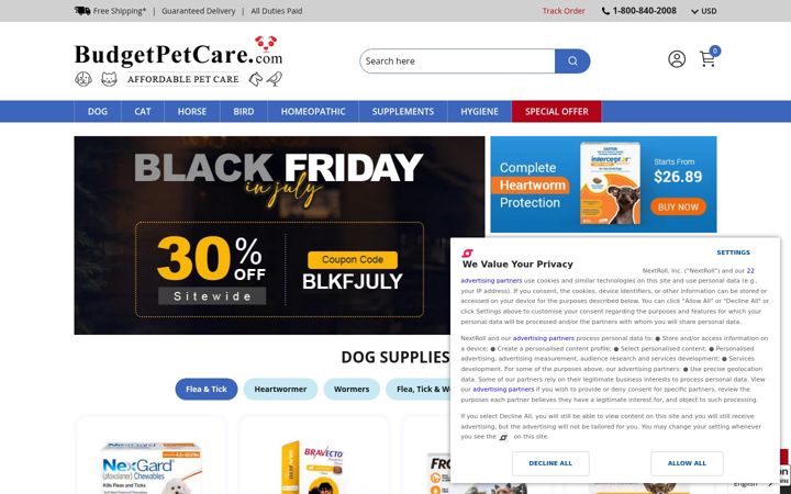 Screenshot of budgetpetcare.com