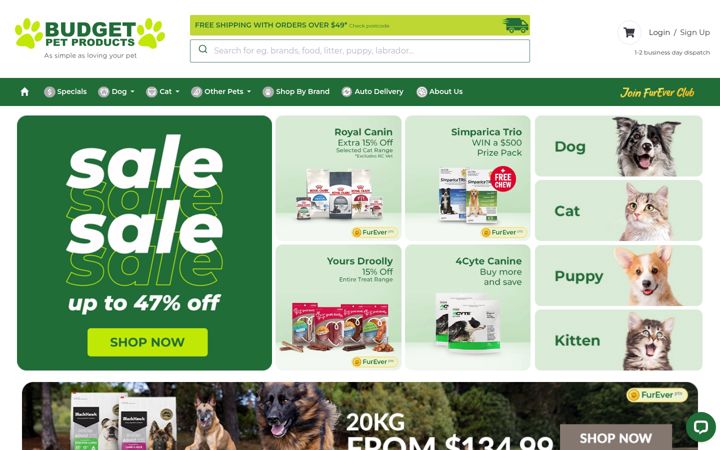 Screenshot of budgetpetproducts.com.au