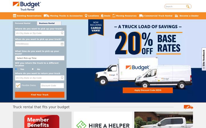 Screenshot of budgettruck.com