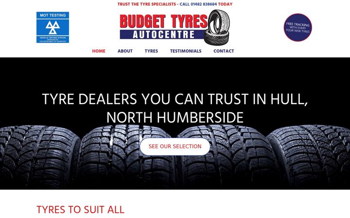 Screenshot of budgettyresautocentre.co.uk