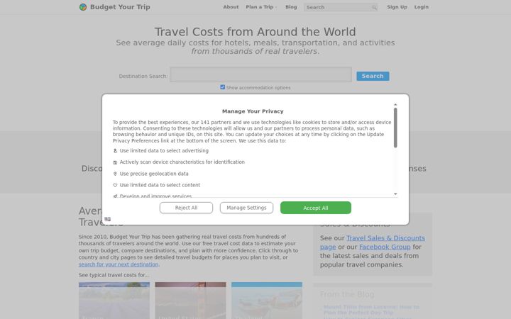 Screenshot of budgetyourtrip.com