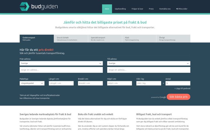 Screenshot of budguiden.se