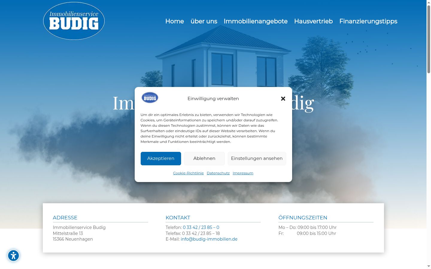 Screenshot of the consent banner shown before any interaction