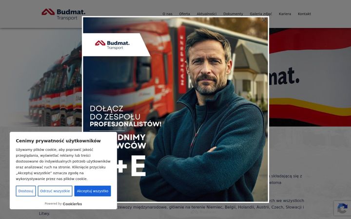 Snímek obrazovky budmattransport.pl