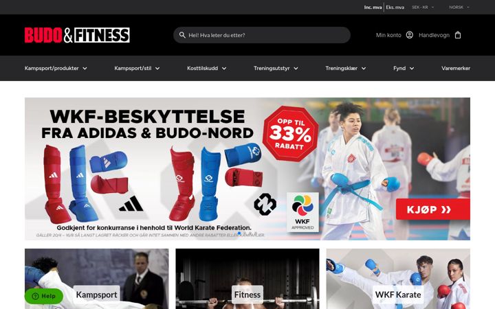 Screenshot von budo-fitness.no