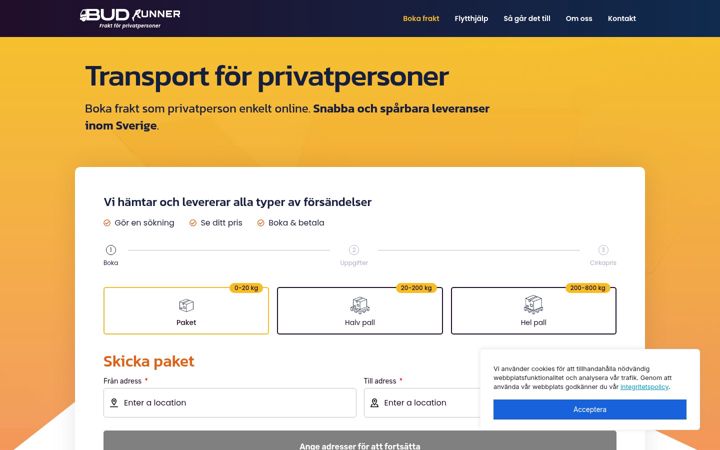 Screenshot of budrunner.se