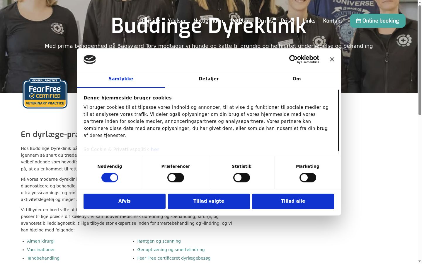Skärmbild av samtyckesbannern som visades före någon interaktion