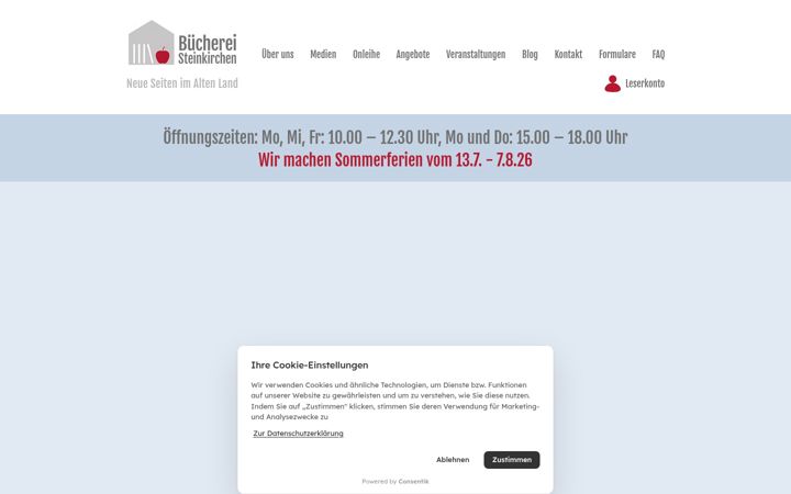 Screenshot stránky buecherei-steinkirchen.de