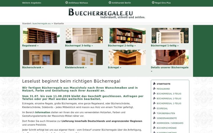 Screenshot of buecherregale.eu