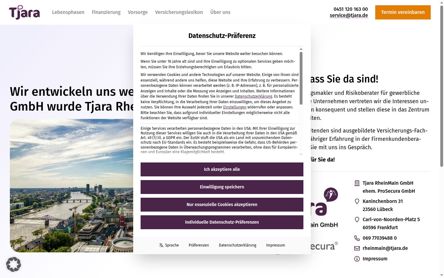 Screenshot of the consent banner shown before any interaction