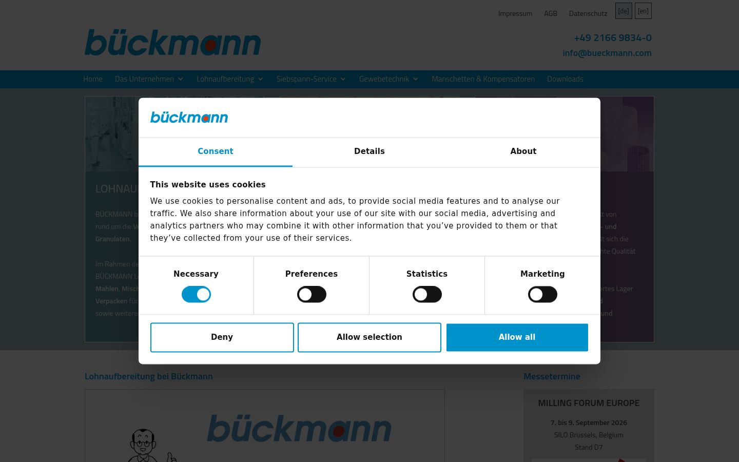 Screenshot of the consent banner shown before any interaction