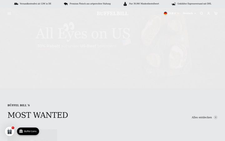 Screenshot of bueffelbill.com