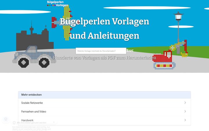 Screenshot of buegelperlenvorlagen.com