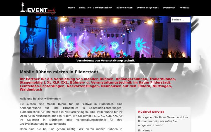 Screenshot of buehne-mieten-filderstadt.de