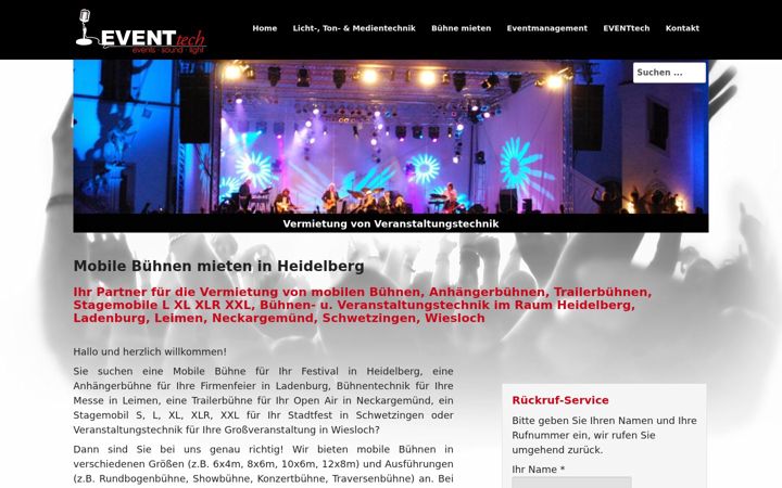 Screenshot of buehne-mieten-heidelberg.de